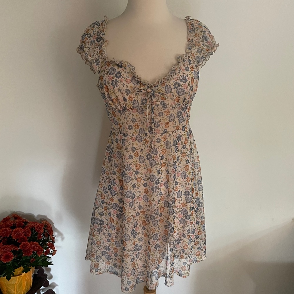 Altered State Floral Mesh Lined Cap Sleeve 90s Grunge Goth Punk Babydoll Dress M